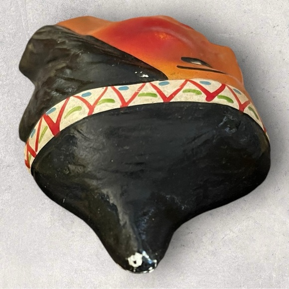 Vintage Indian Chalkware Wall Hanging Native American Head Bust - Picture 4 of 4